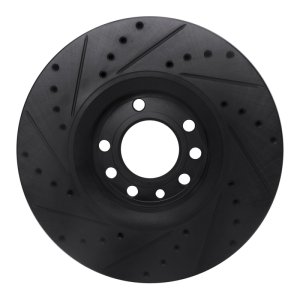 Cadillac BLS Brake Rotor (1) - Front Right - R1 Concepts - Drilled & Slotted - Black - `03-`11